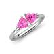 4 - Francesca 1.80 ctw Heart Shape (6.00 mm) Lab Created Pink Sapphire Toi Et Moi Engagement Ring 