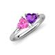 4 - Francesca 1.58 ctw Heart Shape (6.00 mm) Lab Created Pink Sapphire & Amethyst Toi Et Moi Engagement Ring 