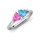 4 - Francesca 1.90 ctw Heart Shape (6.00 mm) Lab Created Pink Sapphire & Blue Topaz Toi Et Moi Engagement Ring 
