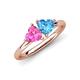 4 - Francesca 1.90 ctw Heart Shape (6.00 mm) Lab Created Pink Sapphire & Blue Topaz Toi Et Moi Engagement Ring 