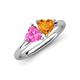 4 - Francesca 1.58 ctw Heart Shape (6.00 mm) Lab Created Pink Sapphire & Citrine Toi Et Moi Engagement Ring 