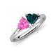 4 - Francesca 1.90 ctw Heart Shape (6.00 mm) Lab Created Pink Sapphire & London Blue Topaz Toi Et Moi Engagement Ring 