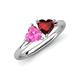 4 - Francesca 1.85 ctw Heart Shape (6.00 mm) Lab Created Pink Sapphire & Red Garnet Toi Et Moi Engagement Ring 