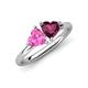 4 - Francesca 2.00 ctw Heart Shape (6.00 mm) Lab Created Pink Sapphire & Rhodolite Garnet Toi Et Moi Engagement Ring 