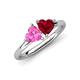 4 - Francesca 1.70 ctw Heart Shape (6.00 mm) Lab Created Pink Sapphire & Lab Created Ruby Toi Et Moi Engagement Ring 