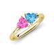 4 - Francesca 1.90 ctw Heart Shape (6.00 mm) Lab Created Pink Sapphire & Blue Topaz Toi Et Moi Engagement Ring 