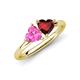 4 - Francesca 1.85 ctw Heart Shape (6.00 mm) Lab Created Pink Sapphire & Red Garnet Toi Et Moi Engagement Ring 
