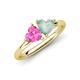 4 - Francesca 1.35 ctw Heart Shape (6.00 mm) Lab Created Pink Sapphire & Opal Toi Et Moi Engagement Ring 