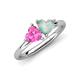 4 - Francesca 1.35 ctw Heart Shape (6.00 mm) Lab Created Pink Sapphire & Opal Toi Et Moi Engagement Ring 