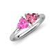 4 - Francesca 1.70 ctw Heart Shape (6.00 mm) Lab Created Pink Sapphire & Pink Tourmaline Toi Et Moi Engagement Ring 