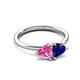3 - Francesca 1.80 ctw Heart Shape (6.00 mm) Lab Created Pink Sapphire & Lab Created Blue Sapphire Toi Et Moi Engagement Ring 