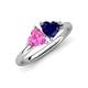 4 - Francesca 1.80 ctw Heart Shape (6.00 mm) Lab Created Pink Sapphire & Lab Created Blue Sapphire Toi Et Moi Engagement Ring 