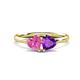 1 - Francesca 1.58 ctw Heart Shape (6.00 mm) Lab Created Pink Sapphire & Amethyst Toi Et Moi Engagement Ring 