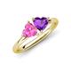 4 - Francesca 1.58 ctw Heart Shape (6.00 mm) Lab Created Pink Sapphire & Amethyst Toi Et Moi Engagement Ring 