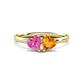 1 - Francesca 1.58 ctw Heart Shape (6.00 mm) Lab Created Pink Sapphire & Citrine Toi Et Moi Engagement Ring 