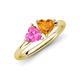 4 - Francesca 1.58 ctw Heart Shape (6.00 mm) Lab Created Pink Sapphire & Citrine Toi Et Moi Engagement Ring 