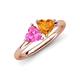 4 - Francesca 1.58 ctw Heart Shape (6.00 mm) Lab Created Pink Sapphire & Citrine Toi Et Moi Engagement Ring 