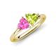 4 - Francesca 1.85 ctw Heart Shape (6.00 mm) Lab Created Pink Sapphire & Peridot Toi Et Moi Engagement Ring 