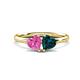 1 - Francesca 1.90 ctw Heart Shape (6.00 mm) Lab Created Pink Sapphire & London Blue Topaz Toi Et Moi Engagement Ring 