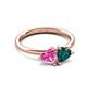 3 - Francesca 1.90 ctw Heart Shape (6.00 mm) Lab Created Pink Sapphire & London Blue Topaz Toi Et Moi Engagement Ring 