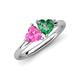 4 - Francesca 1.65 ctw Heart Shape (6.00 mm) Lab Created Pink Sapphire & Lab Created Alexandrite Toi Et Moi Engagement Ring 