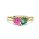 1 - Francesca 1.65 ctw Heart Shape (6.00 mm) Lab Created Pink Sapphire & Lab Created Alexandrite Toi Et Moi Engagement Ring 