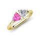 4 - Francesca 1.60 ctw Heart Shape (6.00 mm) Lab Created Pink Sapphire & Moissanite Toi Et Moi Engagement Ring 