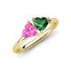 4 - Francesca 1.65 ctw Heart Shape (6.00 mm) Lab Created Pink Sapphire & Lab Created Emerald Toi Et Moi Engagement Ring 