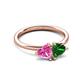 3 - Francesca 1.65 ctw Heart Shape (6.00 mm) Lab Created Pink Sapphire & Lab Created Emerald Toi Et Moi Engagement Ring 