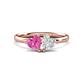 1 - Francesca 1.80 ctw Heart Shape (6.00 mm) Lab Created Pink Sapphire & Lab Created White Sapphire Toi Et Moi Engagement Ring 