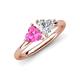 4 - Francesca 1.80 ctw Heart Shape (6.00 mm) Lab Created Pink Sapphire & Lab Created White Sapphire Toi Et Moi Engagement Ring 
