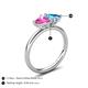 5 - Francesca 1.90 ctw Heart Shape (6.00 mm) Lab Created Pink Sapphire & Blue Topaz Toi Et Moi Engagement Ring 