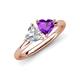 4 - Francesca 1.53 ctw Heart Shape (6.00 mm) GIA Certified Natural Diamond & Amethyst Toi Et Moi Engagement Ring 