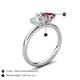 5 - Francesca 1.95 ctw Heart Shape (6.00 mm) GIA Certified Natural Diamond & Rhodolite Garnet Toi Et Moi Engagement Ring 