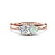1 - Francesca 1.30 ctw Heart Shape (6.00 mm) GIA Certified Natural Diamond & Opal Toi Et Moi Engagement Ring 