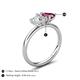 5 - Francesca 1.95 ctw Heart Shape (6.00 mm) IGI Certified Lab Grown Diamond & Rhodolite Garnet Toi Et Moi Engagement Ring 