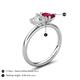 5 - Francesca 1.65 ctw Heart Shape (6.00 mm) IGI Certified Lab Grown Diamond & Lab Created Ruby Toi Et Moi Engagement Ring 