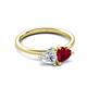 3 - Francesca 1.65 ctw Heart Shape (6.00 mm) IGI Certified Lab Grown Diamond & Lab Created Ruby Toi Et Moi Engagement Ring 