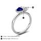 5 - Francesca 1.60 ctw Heart Shape (6.00 mm) Lab Created Blue Sapphire & Moissanite Toi Et Moi Engagement Ring 