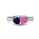 1 - Francesca 1.80 ctw Heart Shape (6.00 mm) Lab Created Blue Sapphire & Lab Created Pink Sapphire Toi Et Moi Engagement Ring 