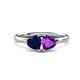 1 - Francesca 1.58 ctw Heart Shape (6.00 mm) Lab Created Blue Sapphire & Amethyst Toi Et Moi Engagement Ring 