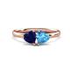 1 - Francesca 1.90 ctw Heart Shape (6.00 mm) Lab Created Blue Sapphire & Blue Topaz Toi Et Moi Engagement Ring 