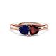 1 - Francesca 1.85 ctw Heart Shape (6.00 mm) Lab Created Blue Sapphire & Red Garnet Toi Et Moi Engagement Ring 