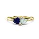 1 - Francesca 1.35 ctw Heart Shape (6.00 mm) Lab Created Blue Sapphire & Opal Toi Et Moi Engagement Ring 