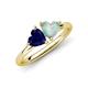 4 - Francesca 1.35 ctw Heart Shape (6.00 mm) Lab Created Blue Sapphire & Opal Toi Et Moi Engagement Ring 