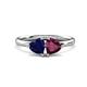 1 - Francesca 2.00 ctw Heart Shape (6.00 mm) Lab Created Blue Sapphire & Rhodolite Garnet Toi Et Moi Engagement Ring 