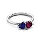 3 - Francesca 2.00 ctw Heart Shape (6.00 mm) Lab Created Blue Sapphire & Rhodolite Garnet Toi Et Moi Engagement Ring 