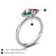 5 - Francesca 1.55 ctw Heart Shape (6.00 mm) Lab Created Alexandrite & Pink Tourmaline Toi Et Moi Engagement Ring 