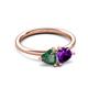 3 - Francesca 1.43 ctw Heart Shape (6.00 mm) Lab Created Alexandrite & Amethyst Toi Et Moi Engagement Ring 