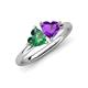 4 - Francesca 1.43 ctw Heart Shape (6.00 mm) Lab Created Alexandrite & Amethyst Toi Et Moi Engagement Ring 